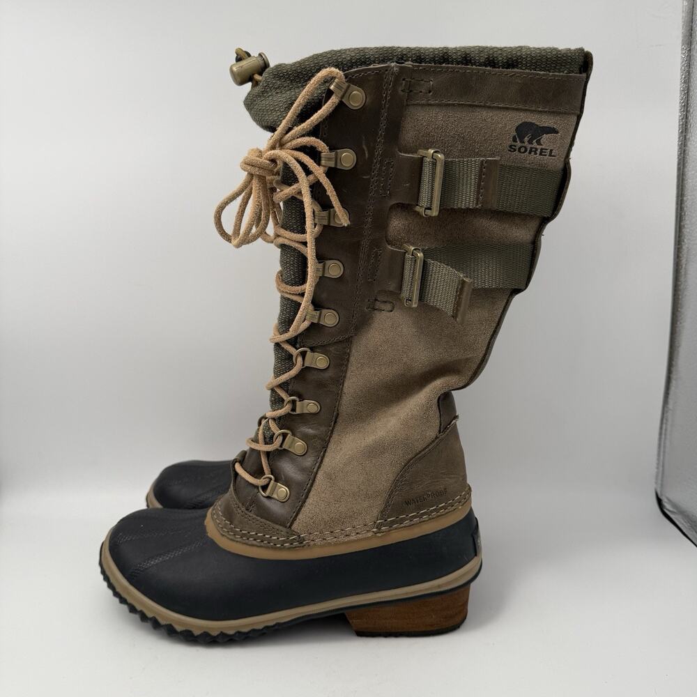 Sorel Boots Conquest Carly 2 Womens Size 8 Green Waterproof Lace Up Winter Suede - Picture 4 of 9